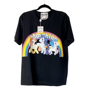 Moschino x My Little Pony Collab Black T-shirt by Jeremy Scott SS18 SZ M NWT